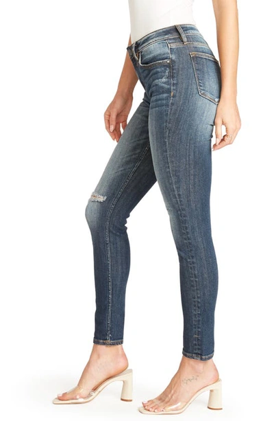 Shop Vigoss Jagger Distressed Skinny Jeans In Dark Wash