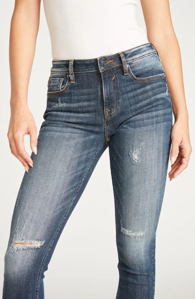 Shop Vigoss Jagger Distressed Skinny Jeans In Dark Wash