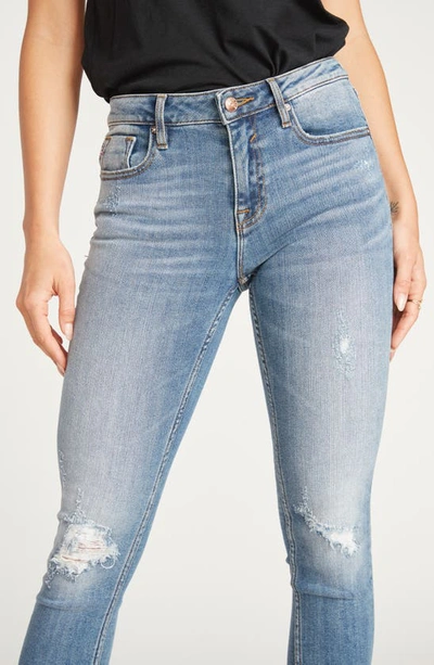 Shop Vigoss Jagger Distressed Crop Skinny Jeans In Medium Wash
