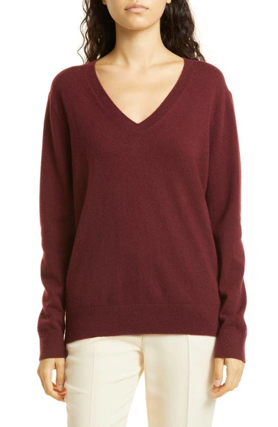 Shop Vince Weekend V-neck Cashmere Sweater In Plum Wine