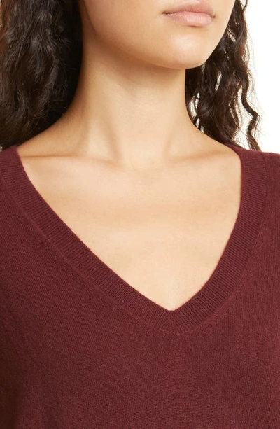 Shop Vince Weekend V-neck Cashmere Sweater In Plum Wine