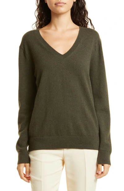 Shop Vince Weekend V-neck Cashmere Sweater In Dark Pine