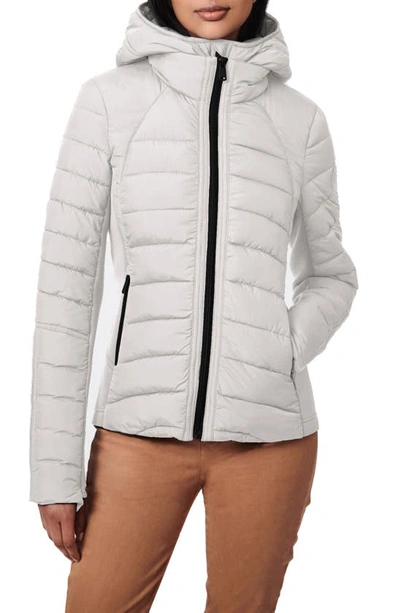 Shop Bernardo Hooded Quilted Water Repellent Jacket In Opal Grey