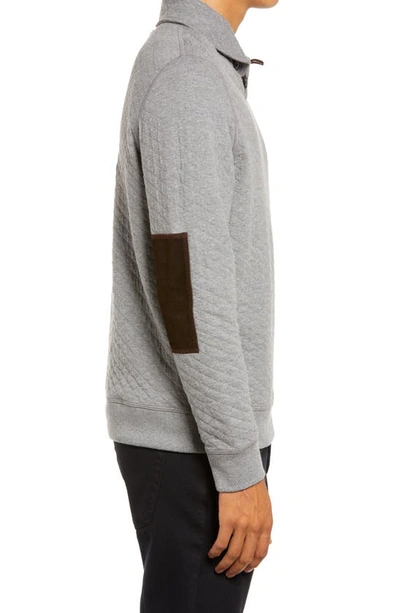 Billy Reid Diamond Quilt Shawl Collar Sweatshirt In Medium Grey