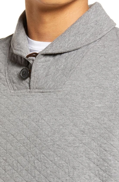 Billy Reid Diamond Quilt Shawl Collar Sweatshirt In Medium Grey