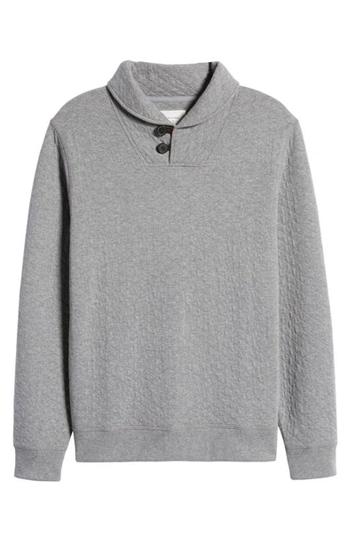 Billy Reid Diamond Quilt Shawl Collar Sweatshirt In Medium Grey