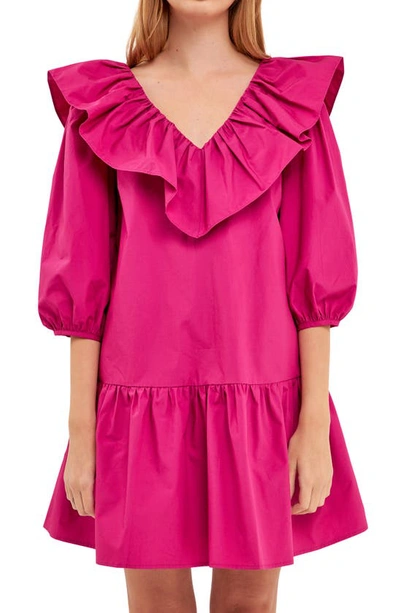 English Factory Ruffle Minidress In Berry