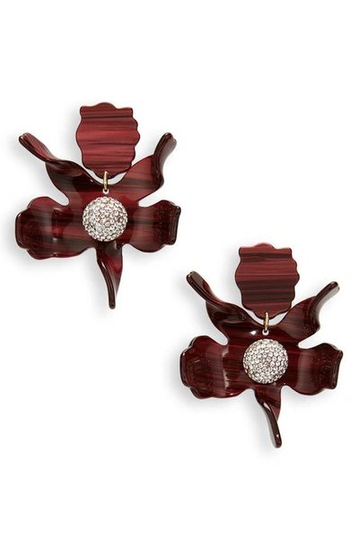 Shop Lele Sadoughi Crystal Lily Earrings In Cherry Red