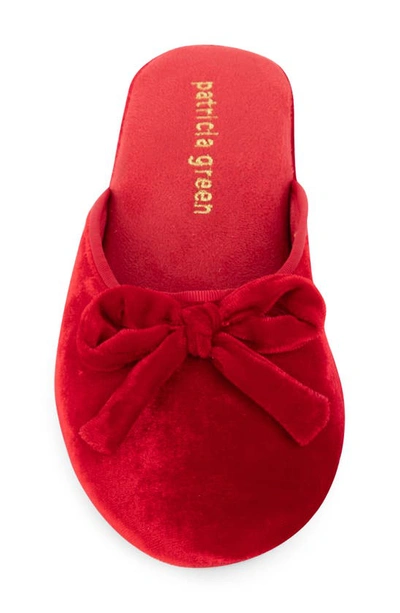 Shop Patricia Green Velvet Bow Wedge Slipper In Red