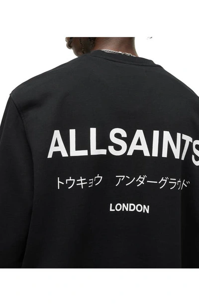 Shop Allsaints Underground Logo Organic Cotton Graphic Sweatshirt In Jet Black