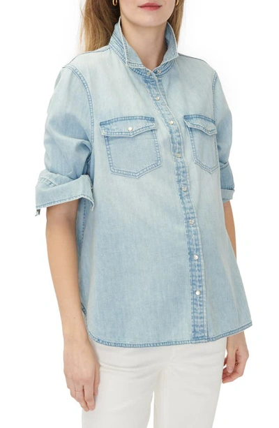 Shop Hatch The Denim Maternity Nursing Friendly Shirt In Light Wash