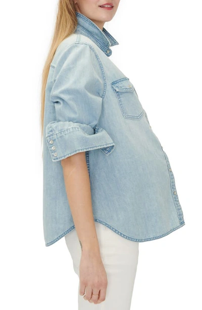 Hatch The Denim Organic Cotton Maternity Shirt In Light Wash