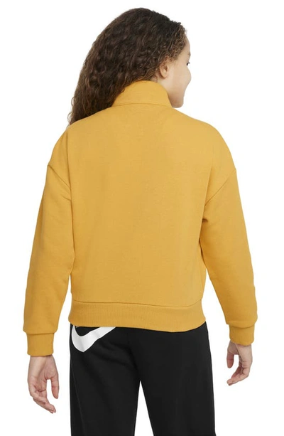 Shop Nike Kids' Club Fleece Half Zip Sweatshirt In Yellow Ochre/ White