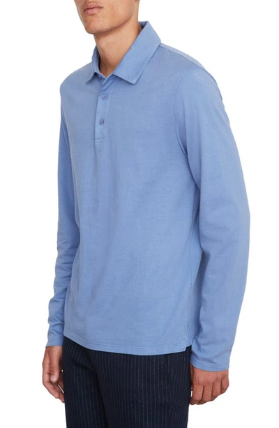 Shop Vince Garment Dyed Long Sleeve Polo In Colony Blue