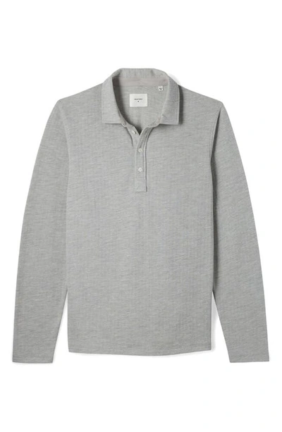Shop Billy Reid Long Sleeve Cotton Blend Knit Polo In Light Grey
