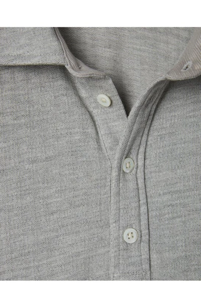 Shop Billy Reid Long Sleeve Cotton Blend Knit Polo In Light Grey
