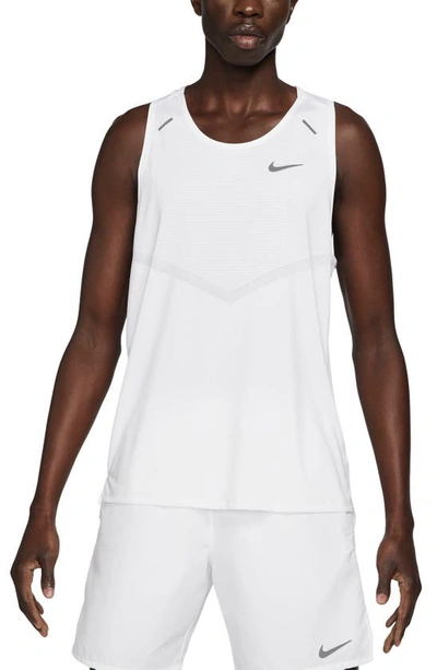 Shop Nike Dri-fit 365 Running Tank In White/ Reflective Silver