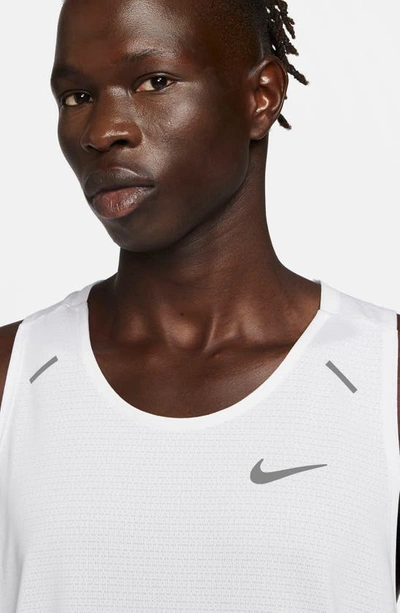 Shop Nike Dri-fit 365 Running Tank In White/ Reflective Silver