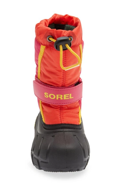 Shop Sorel Kids' Flurry Weather Resistant Snow Boot In Poppy Red/ Cactus Pink