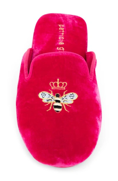 Patricia Green Women's Pink / Purple Queen Bee Embroidered Slipper Hot Pink In Hot Pink
