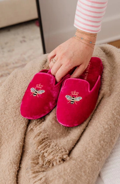 Shop Patricia Green 'queen Bee' Embroidered Slipper In Hot Pink