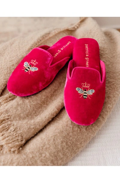 Patricia Green Women's Pink / Purple Queen Bee Embroidered Slipper Hot Pink In Hot Pink