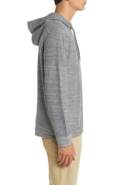 Shop Vince Thermal Stretch Cotton Blend Hoodie In H Black/ Med H Grey