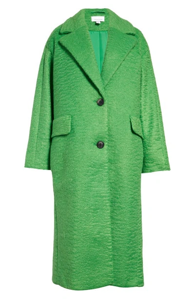 Shop Topshop Long Brushed Coat In Mid Green