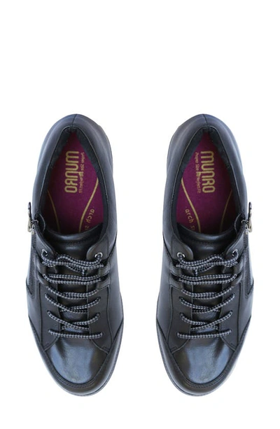 Shop Munro Portia Zip Sneaker In Black Tumbled Leather Combo