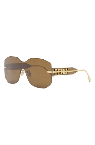 Shop Fendi The Graphy Geometric Sunglasses In Shiny Endura Gold / Brown