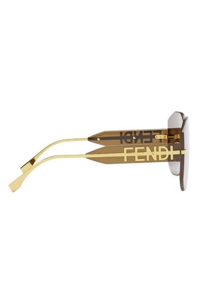 Shop Fendi The Graphy Geometric Sunglasses In Shiny Endura Gold / Brown