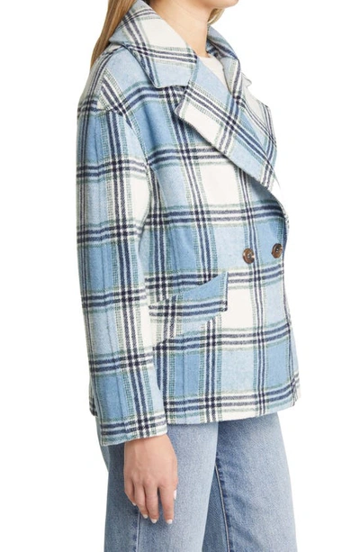 Halogen Plaid Crop Wool Coat In Cream- Multi Plaid
