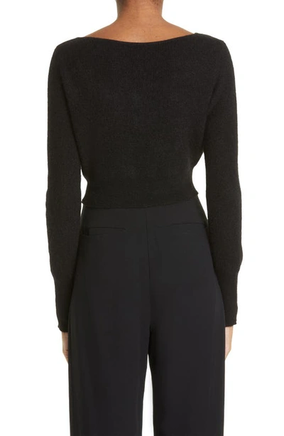 Shop Jacquemus Alzou Mohair Blend Crop Cardigan In Black