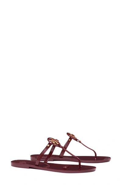 Shop Tory Burch Mini Miller Jelly Thong Sandal In Bordeaux