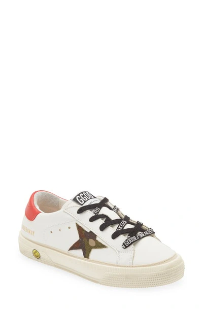 Shop Golden Goose May Camo Ripstop Low Top Sneaker In White/ Green Camouflage/ Red