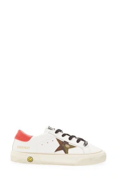 Shop Golden Goose May Camo Ripstop Low Top Sneaker In White/ Green Camouflage/ Red