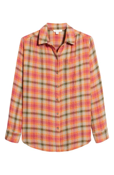 Shop Beachlunchlounge Plaid Button-up Shirt In Habenero