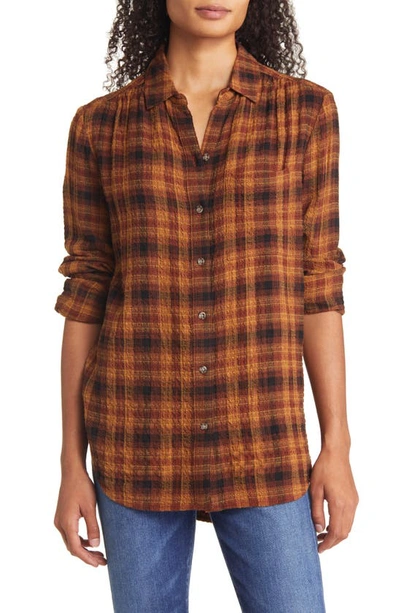 Shop Beachlunchlounge Plaid Button-up Shirt In Autumn Days