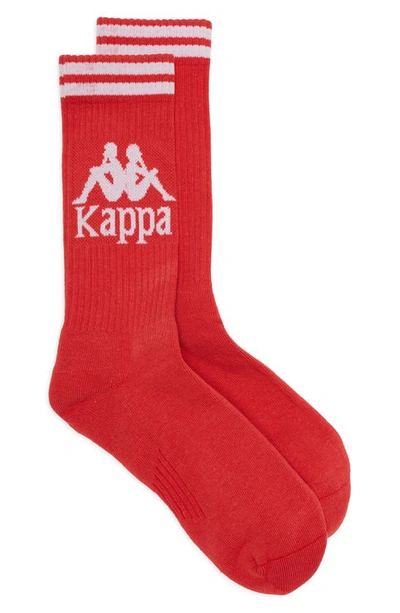Kappa Gender Inclusive Authentic Aster Crew Socks In Red Paprika-bright  White | ModeSens