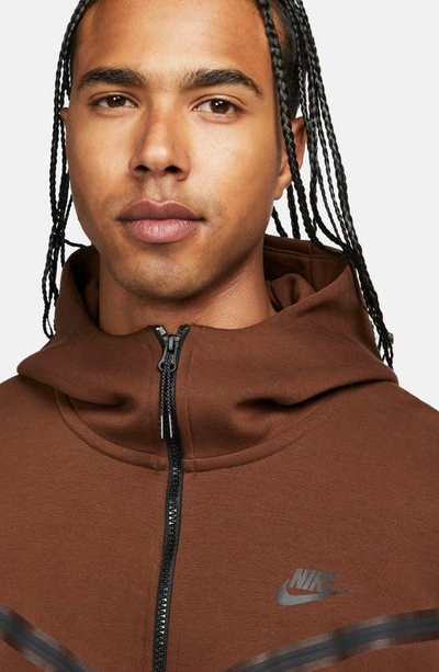 Shop Nike Sportswear Tech Fleece Zip Hoodie In Cacao Wow/ Black