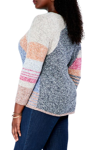 Shop Nic + Zoe Orchard Stroll Cotton & Linen Blend Sweater In Indigo Multi