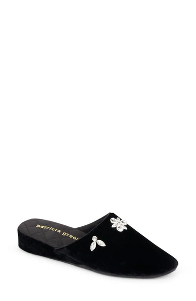 Shop Patricia Green Lucille Crystal Embellished Velvet Slipper In Black