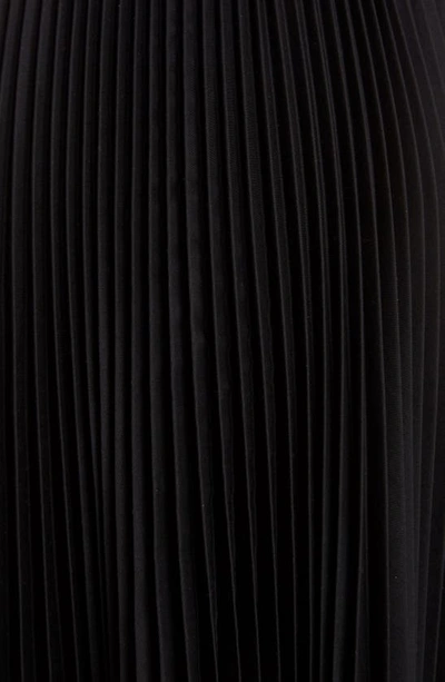 Shop Loewe Leather Band Asymmetrical Pleated Midi Skirt In Black/ Tan