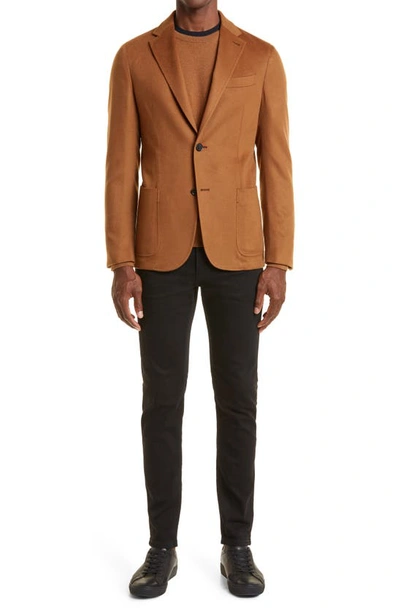 Zegna Jean Roccia En Lin Et Coton Extensible Taupe Foncé In Black