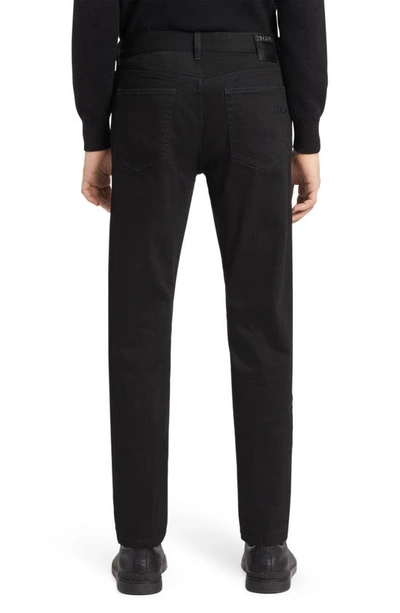 Zegna Jean Roccia En Lin Et Coton Extensible Taupe Foncé In Black