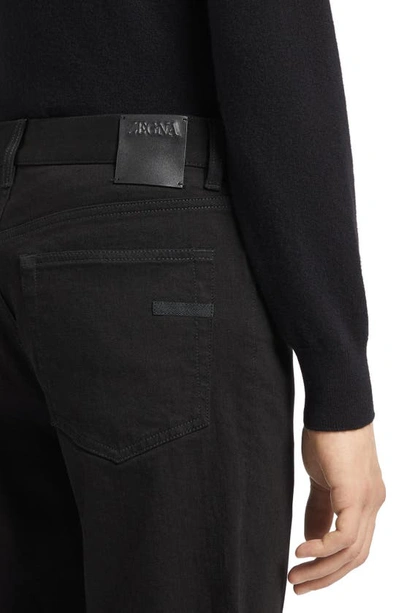 Zegna Jean Roccia En Lin Et Coton Extensible Taupe Foncé In Black