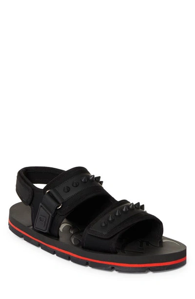 Christian Louboutin Siwa Studded Neoprene, Rubber And Leather Sandals In  Black | ModeSens