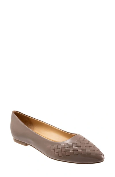 Shop Trotters Estee Woven Flat In Taupe