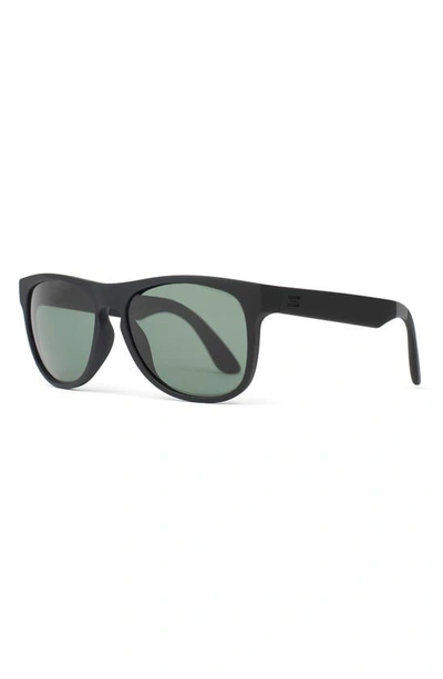 Shop Toms Traveler Manu 57mm Polarized Round Sunglasses In Matte Black/ Green Grey Polar