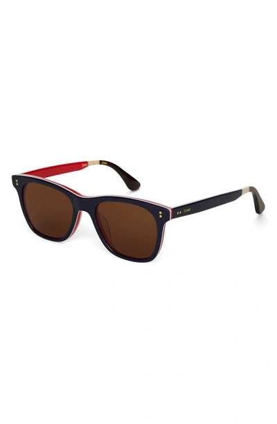 Shop Toms Fitzpatrick 52mm Polarized Rectangular Sunglasses In Navy Multi/ Brown Polar